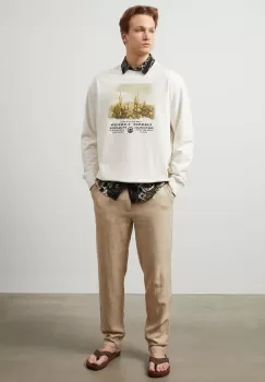 Medicine bluza barbati, culoarea bej, cu imprimeu imagine