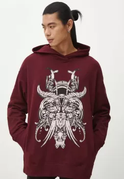 Medicine bluza barbati, culoarea bordo, cu gluga, cu imprimeu imagine