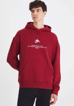 Medicine bluza barbati, culoarea bordo, cu gluga, cu imprimeu imagine