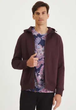Medicine bluza barbati, culoarea bordo, cu gluga, neted imagine