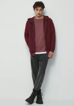 Medicine bluza barbati, culoarea bordo, cu gluga, neted imagine