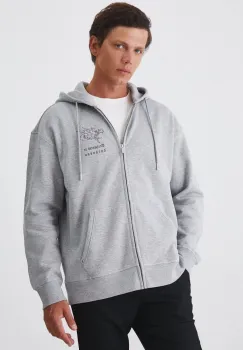 Medicine bluza barbati, culoarea gri, cu gluga, cu imprimeu imagine