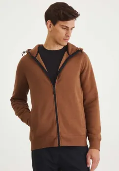 Medicine bluza barbati, culoarea maro, cu gluga, neted imagine
