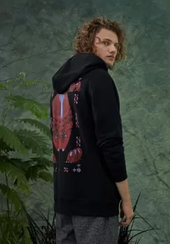 Medicine bluza barbati, culoarea negru, cu gluga, cu imprimeu imagine