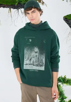 Medicine bluza barbati, culoarea verde, cu gluga, cu imprimeu imagine