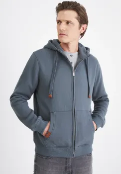 Medicine bluza barbati, culoarea verde, cu gluga, melanj imagine