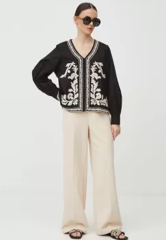 Medicine bluza din bumbac femei, culoarea negru, cu imprimeu imagine