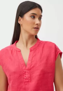 Medicine bluza din in femei, culoarea portocaliu, neted imagine