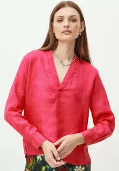 Medicine bluza din in femei, culoarea roz, neted imagine