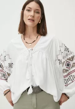 Medicine bluza femei, culoarea alb, cu imprimeu imagine