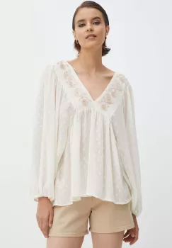 Medicine bluza femei, culoarea alb, cu imprimeu imagine