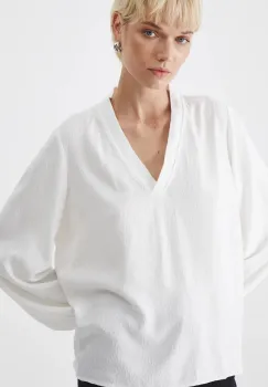 Medicine bluza femei, culoarea alb, neted imagine