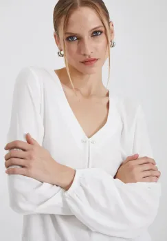 Medicine bluza femei, culoarea alb, neted imagine