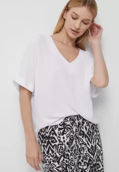 Medicine bluza femei, culoarea alb, neted imagine