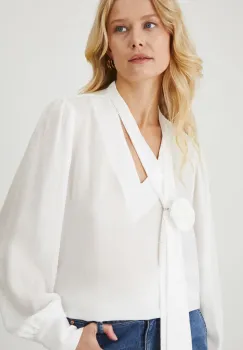 Medicine bluza femei, culoarea alb, neted imagine