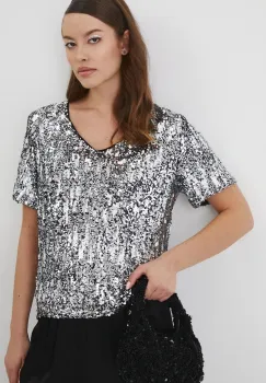 Medicine bluza femei, culoarea argintiu, cu imprimeu imagine