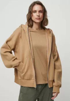 Medicine bluza femei, culoarea bej, cu gluga, neted imagine