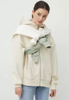Medicine bluza femei, culoarea bej, cu gluga, neted imagine