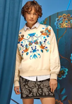 Medicine bluza femei, culoarea bej, cu imprimeu imagine