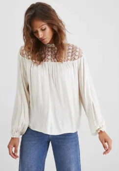 Medicine bluza femei, culoarea bej, cu imprimeu imagine