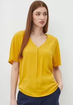 Medicine bluza femei, culoarea galben, neted imagine