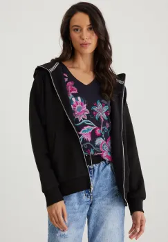 Medicine bluza femei, culoarea negru, cu gluga, neted imagine