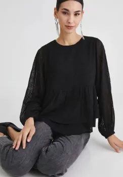 Medicine bluza femei, culoarea negru, cu imprimeu imagine