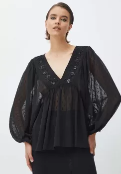 Medicine bluza femei, culoarea negru, cu imprimeu imagine