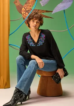 Medicine bluza femei, culoarea negru, cu imprimeu imagine