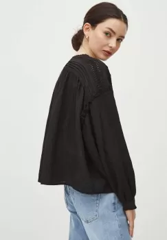 Medicine bluza femei, culoarea negru, neted imagine