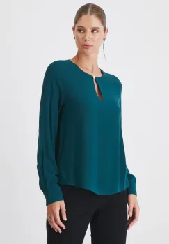 Medicine bluza femei, culoarea turcoaz, neted imagine