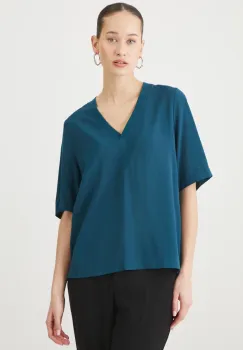 Medicine bluza femei, culoarea turcoaz, neted imagine