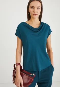 Medicine bluza femei, culoarea turcoaz, neted imagine