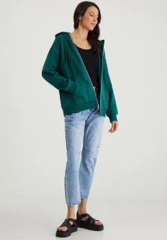Medicine bluza femei, culoarea verde, cu gluga, neted imagine