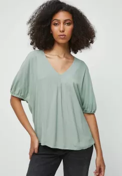 Medicine bluza femei, culoarea verde, neted imagine