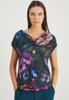 Medicine bluza femei, culoarea verde, neted imagine
