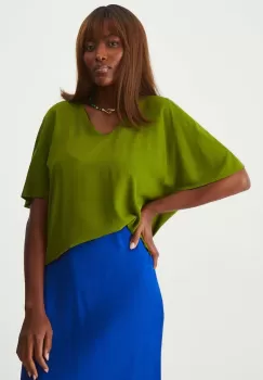 Medicine bluza femei, culoarea verde, neted imagine