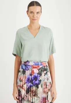 Medicine bluza femei, culoarea verde, neted imagine