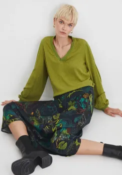 Medicine bluza femei, culoarea verde, neted imagine