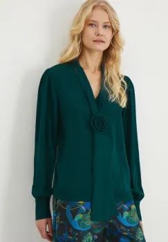 Medicine bluza femei, culoarea verde, neted imagine
