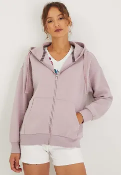 Medicine bluza femei, culoarea violet, cu gluga, neted imagine