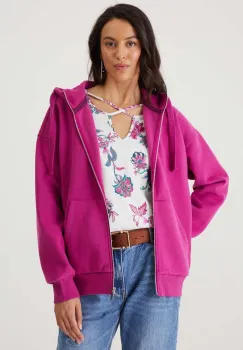 Medicine bluza femei, culoarea violet, cu gluga, neted imagine