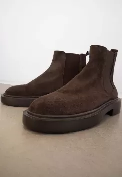Medicine botine din piele intoarsa barbati, culoarea maro imagine