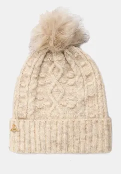 Medicine caciula din amestec de lana culoarea bej, din tricot gros imagine