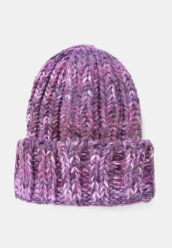 Medicine caciula din amestec de lana femei, culoarea violet, din tricot gros imagine
