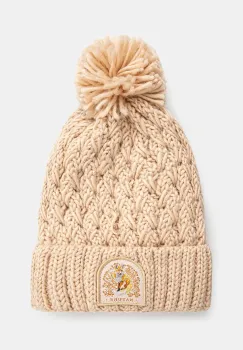Medicine caciula femei, culoarea bej, din tricot gros imagine