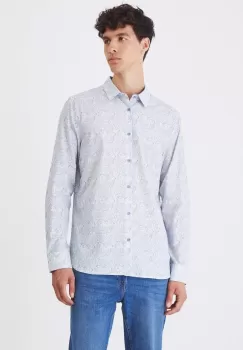 Medicine camasa barbati, culoarea alb, cu guler clasic, slim imagine