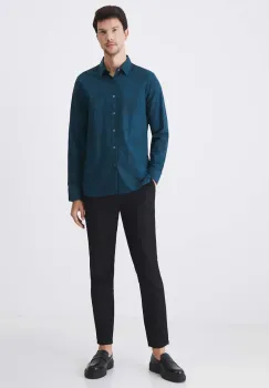 Medicine camasa barbati, culoarea verde, cu guler clasic, slim imagine
