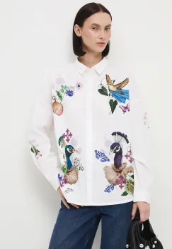 Medicine camasa culoarea alb, cu guler clasic, relaxed imagine