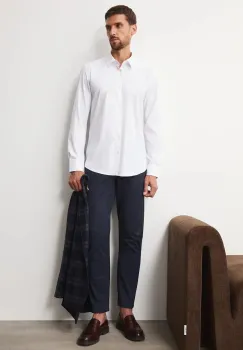 Medicine camasa culoarea alb, cu guler clasic, slim imagine